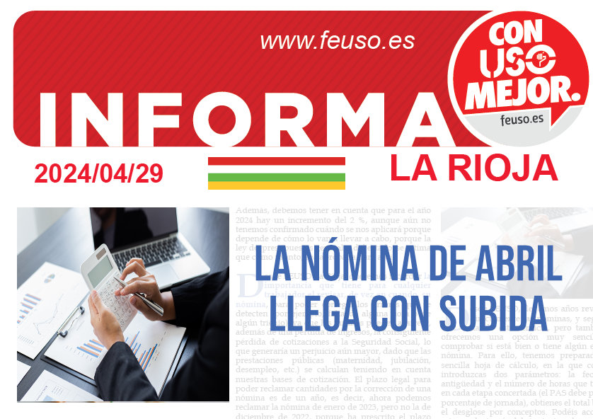 LA NÓMINA DE ABRIL LLEGA CON SUBIDA